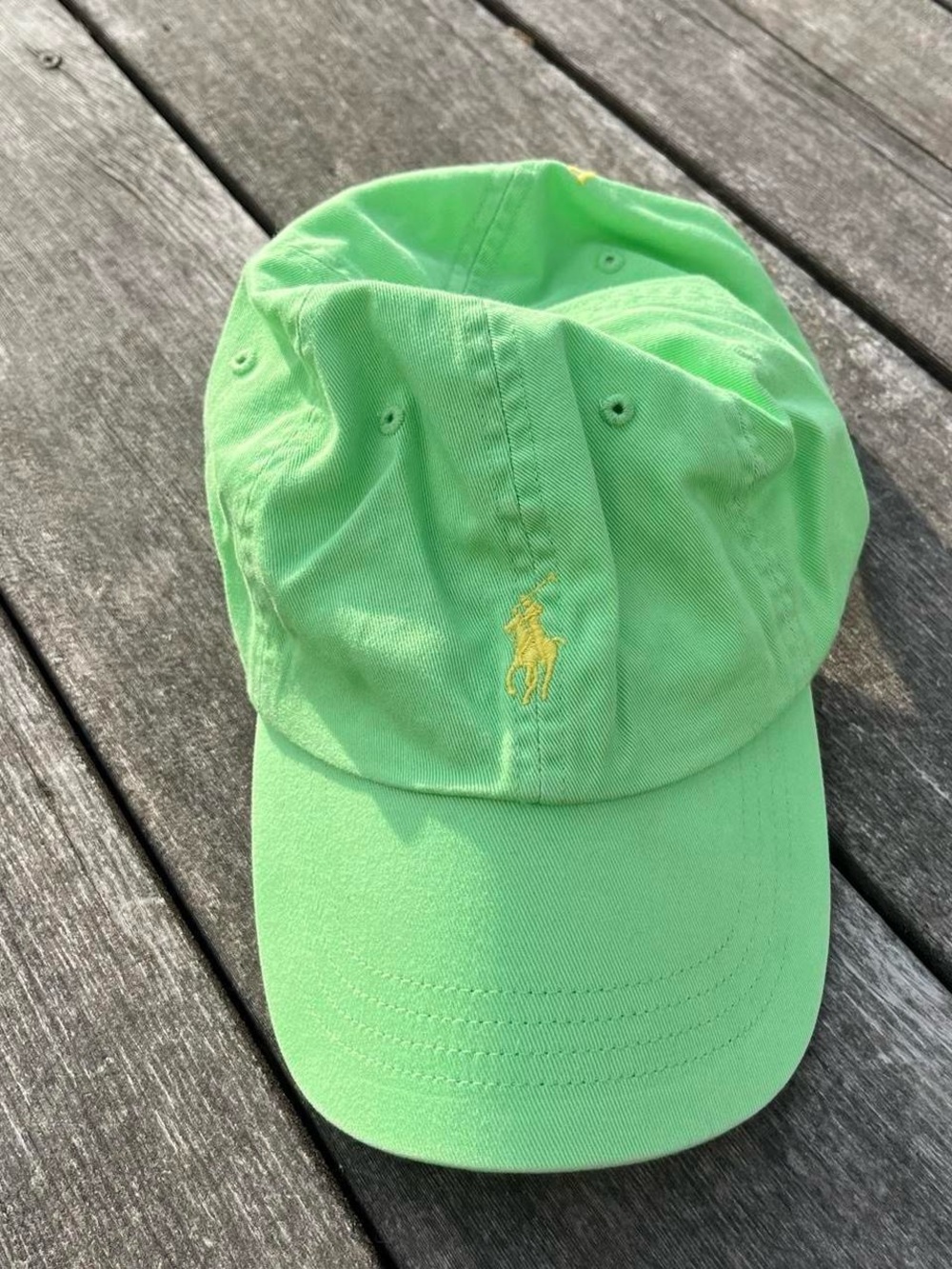 bright green + yellow logo embroidered polo Ralph Lauren baseball hat 🌞